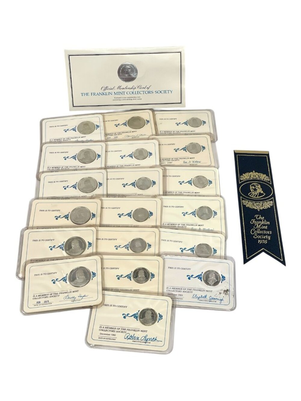 Franklin Mint Collector Society Member Silver Medal Coin Set 19 Leather Bookmark